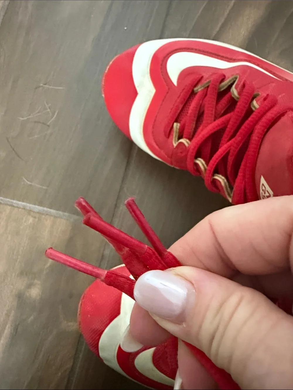 Nike Kids Red and White baseball cleats